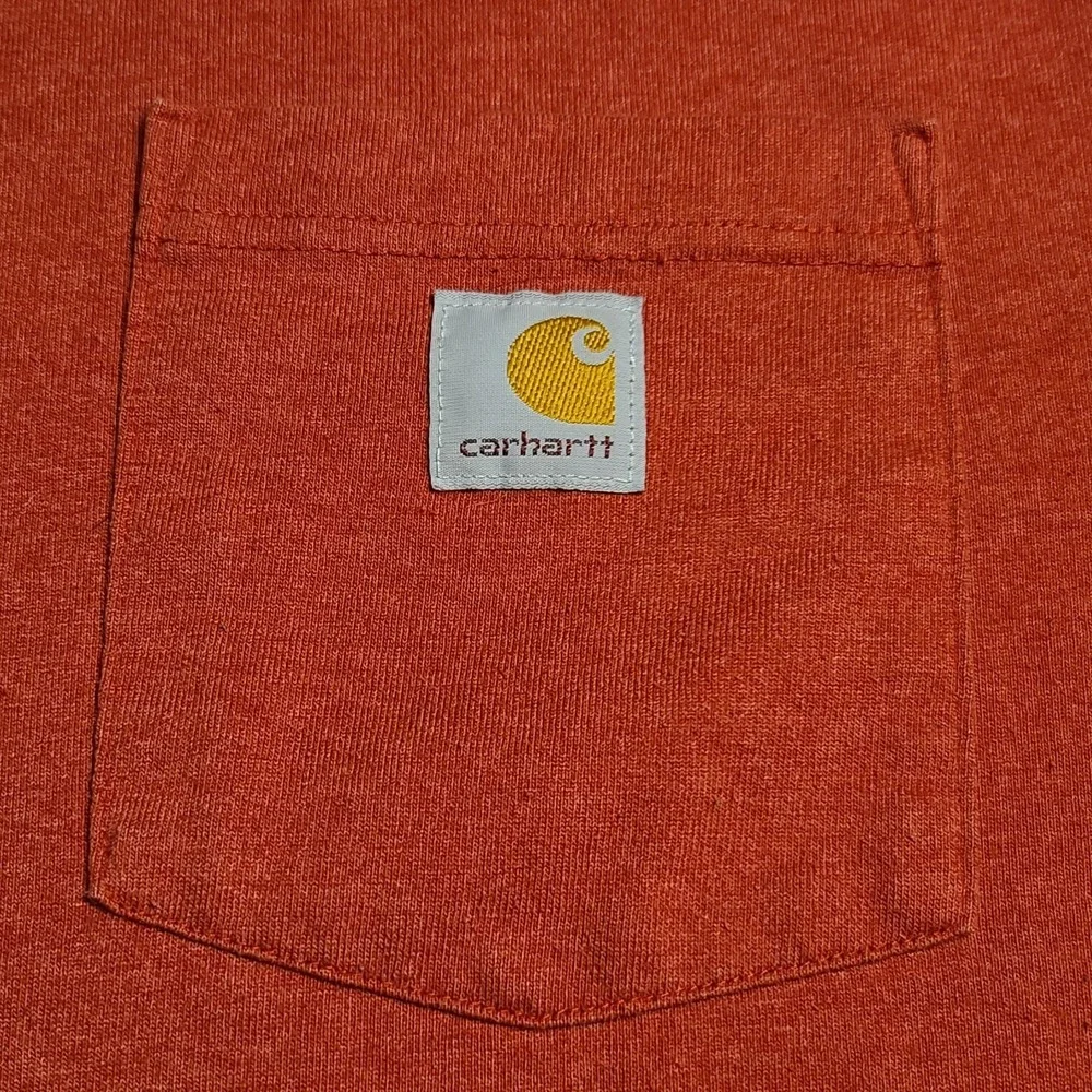 Carhartt Loose Fit T Shirt Small‎ Orange K87-M Work Wear Pocket Tee